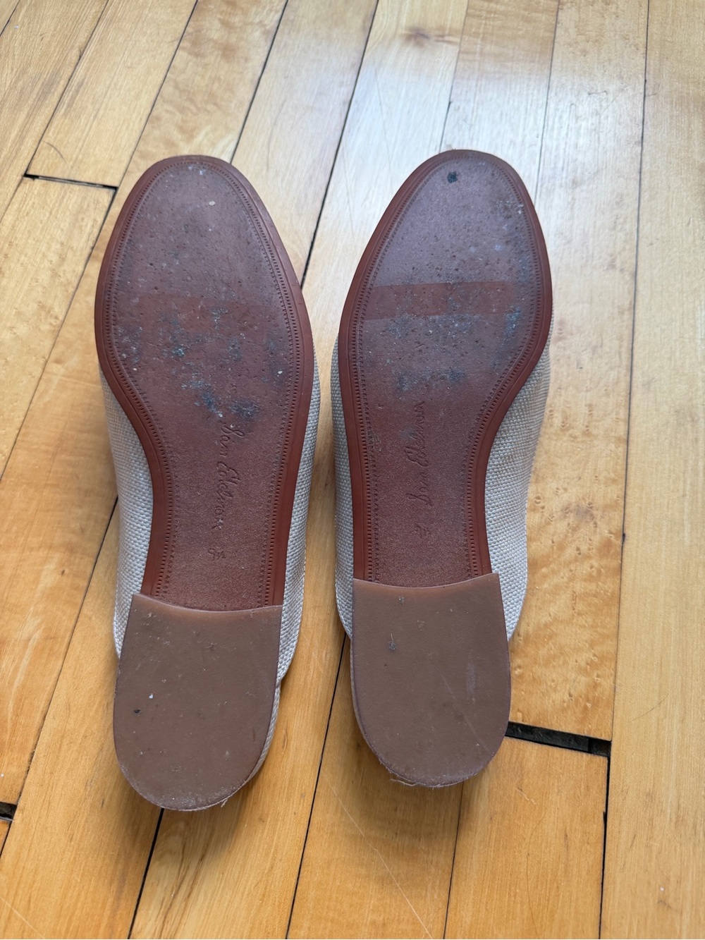 Sam Edelman Beige Textured Slip-On Loafers with Gold Bit - Picture 3 of 3